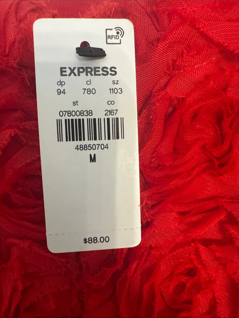 Express Red Floral Rosette Spaghetti Strap Dress - Picture 3 of 8